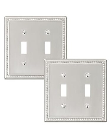 TREEWELL 2-Pack Double Toggle Light Switch Cover Plate, Brushed Nickel