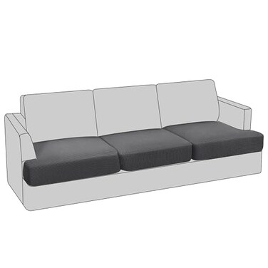 PrinceDeco Stretch T Cushion Sofa Slipcovers 3 Piece,Pets Friendly,Gray