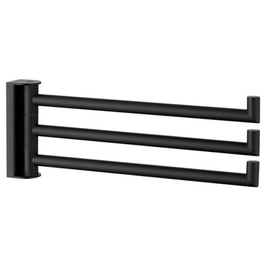 Angle Simple Kitchen Towel Rack, Swivel 3 Bars, Matte Black, 9.84