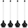 Hushee 4 Pcs Toilet Plungers Heavy Duty Double Thrust Force Cup with Handle