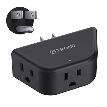 TROND Black Outlet Extender, 3 Prong Grounded Plug Extension Outlet