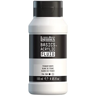 Liquitex Basics Acrylic Fluid Paint, 4-oz Bottle, Titanium White