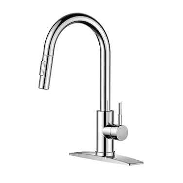 FORIOUS Kitchen Sink Faucet, Modern Chrome with 2-Mode Pull Down Sprayer