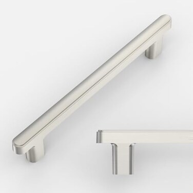 Amerdeco 10 Pack Brushed Satin Nickel Cabinet Pulls 5 Inch(128mmHole Center Drawer Pulls Cabinet Hardware Kitchen Cabinet Handles for Bathroom ZH0065