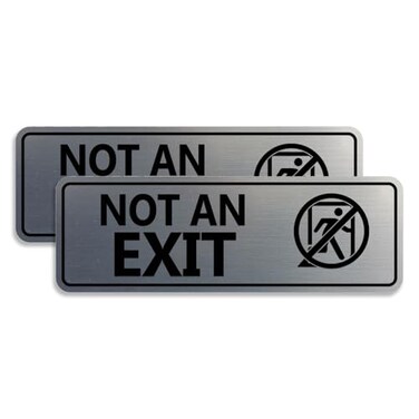 Signs ByLITA Standard NOT an EXIT (Stick ManSign (Brushed Silver- Medium 2 Pack