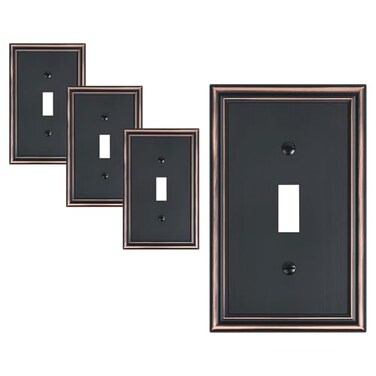 treewell 4-Pack Zinc Alloy Single Toggle Light Switch Cover Plate, Solid Wall Plate