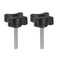 HARFINGTON 2pcs Star Clamping Knobs M5 x 30mm Metric Male Thread 32mm 4-Point Plastic Head Threaded Stud Knob Hand Tightening Thumb Screw Jig Handle, Black