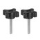 HARFINGTON 2pcs Star Clamping Knobs M5 x 30mm Metric Male Thread 32mm 4-Point Plastic Head Threaded Stud Knob Hand Tightening Thumb Screw Jig Handle, Black