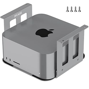 IFCASE Aluminum Under Desk Mount for Mac Studio M4 M3 M2 M1 Max, Ultra with Anti-Scratch Pad (Silver