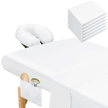 Mixweer 9 Pcs 3 Set Microfiber Massage Table Sheets Set Bulk Includes Flat Sheet, Fitted Sheet with Pocket, Face Rest Cover(White