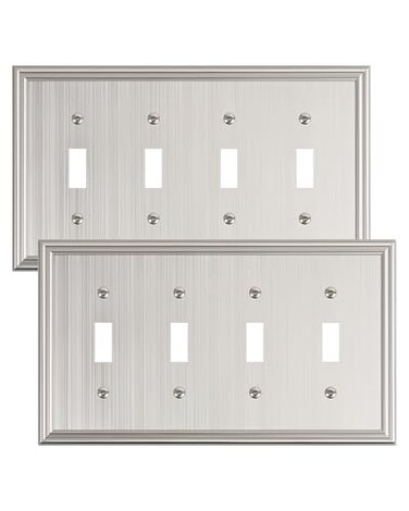 treewell 2-Pack Zinc Alloy Quad Toggle Light Switch Cover Plate, Solid Switch Cover