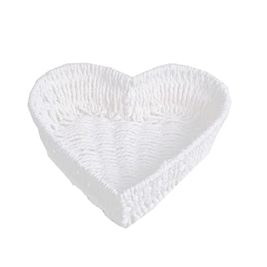 BinaryABC Heart Shaped Basket,Cute Picnic Basket for Fruit Bread Storage(White
