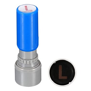PATIKIL Letter Stamps Self Inking, Character L 7mm Alphabet Teacher Stamp Initial Stamp Mini Ink Stamp for Class Notebook Scrapbooking DIY Craft, Blue Shell