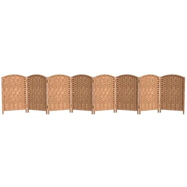 Red Lantern 2 ft. Short Diamond Weave Fiber Folding Screen - Natural - 8 Panel