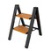 WOA WOA 2 Step Ladder, 300lbs Load, 17'' Top Step, Black/Wood Grain