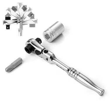 DURATECH 1/4" Drive Ratchet Handle, 2 in 1 Flex Head, SocketBit Driver