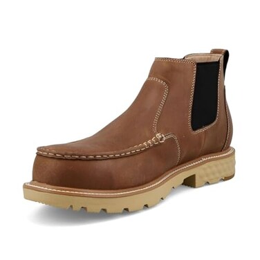 Twisted X Men's 4" Work Chelsea Boot, Moc Toe Nano Toe with CellStretch, Ginger, 10.5 M