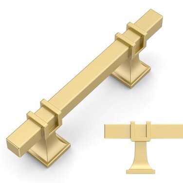 Amerdeco 10 Pack Brushed Gold Cabinet Pulls 3 Inch(76mmHole Center Drawer Pulls Cabinet Hardware Kitchen Cabinet Handles for Bathroom Dresser Pulls ZH0067