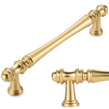 KOOFIZO 10 Pack 5 in Brushed Gold Cabinet Pulls, Gold Drawer Handles P30