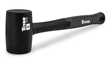 Titan 63108 8oz Rubber Mallet, Non-marking Double-faced Solid Head, 11.5" Shock Absorbing Fiberglass Handle with Textured Grip