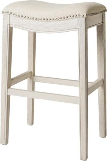 Maven Lane Adrien Backless Bar Stool, Cream, Natural Fabric, 31