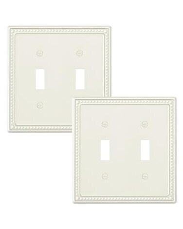 TREEWELL 2-Pack Double Toggle Light Switch Cover Plate, Light Almond