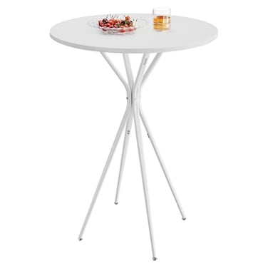 VASAGLE Bar Table, Round Cocktail High Top Pub Bistro Table, Steel Frame