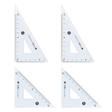 HARFINGTON 4piece Triangle Ruler Square Set 10cm 30/60 and 45/90 Degrees Measuring Tools for Classrooms Home Office, Blue