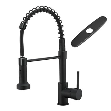 AIMADI Black Kitchen Faucet with Pull Down Sprayer,Matte Black
