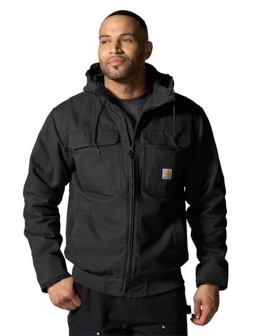 Carhartt Men's Washed Duck Bartlett Active Jac, Black, Small