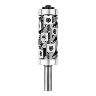 SpeTool Heavy Duty Flush Trim Router Bit 1/2 Shank, 14PCS Replaceable Carbide Inserts, TopBottom Bearing Pattern Template Flush Cut Router Bit with Coating 32MM Cutting Diameter for Woodwork Trimming