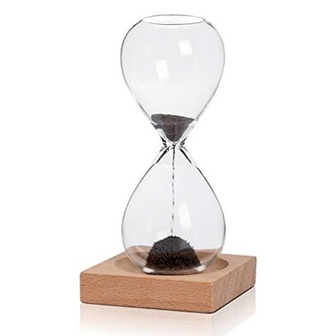 WARMBUY Magnetic Hourglass Decorative Sand Timer with a Base, Black