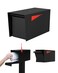 Ilyapa Large Modern Mailbox for Outside - Black - Post Mount