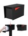 Ilyapa Large Modern Mailbox for Outside - Black - Post Mount
