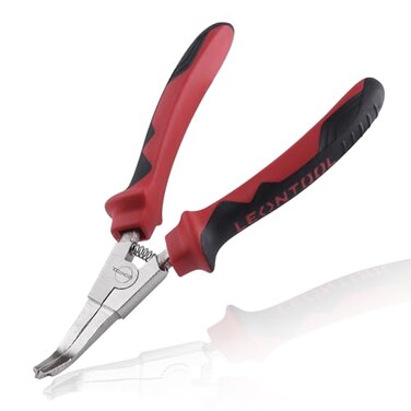LEONTOOL 8 Inches Lock Ring Pliers Bent Nose Reverse Pliers with Hole