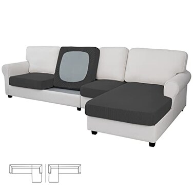 Easy-Going Stretch 4 Pieces Couch Cushion Covers for Sectional Sofa L Shape