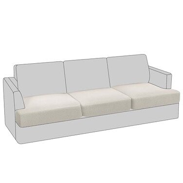 PrinceDeco Stretch T Cushion Sofa Slipcovers 3 Piece,Pets Friendly,Ivory