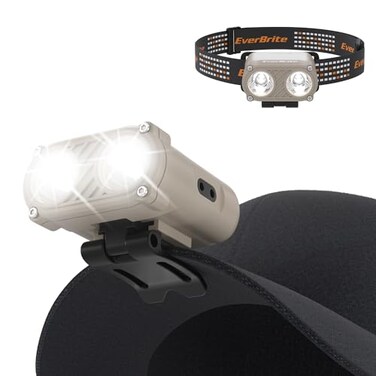 EverBrite Rechargeable Headlamp, Clip-On Hat Light with Motion Sensor