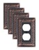 treewell 4-Pack Paisley Pattern Duplex Outlet Cover Plate,Metal Switch Plates