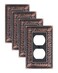 treewell 4-Pack Paisley Pattern Duplex Outlet Cover Plate,Metal Switch Plates
