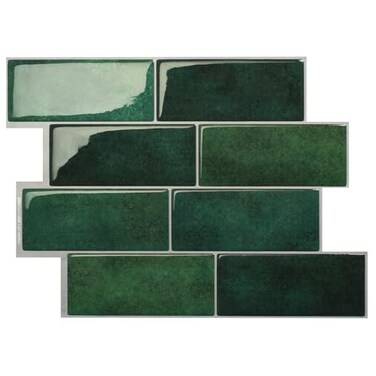 Smart Tiles Peel and Stick backsplash, Subway Emerald Green, 11.55"x8.38