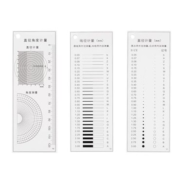 HARFINGTON High Precision SEC Size Estimation Chart 120mm Transparency Flaw Detection Film Ruler for Diameter and Line Width Protractor Defects Measuring