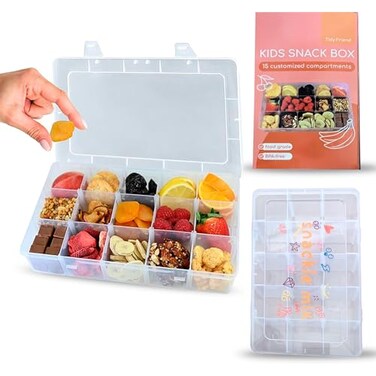 Skywin Snack Tray with 15 Slot, Square FunFunctional Snack Containers - Clear