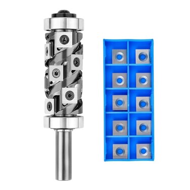 SpeTool TopBottom Bearing Flush Trim Router Bit 1/2 Shank with 10PCS Carbide Inserts Replacement, Woodworking Templates Patterns Bits Industrial Grade Trimmer Cutting Tools