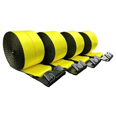Falcon Cargo 4 in x 30 ft Winch Straps, 5,400 lb Working Load Limit, Flat Hook, 4-Pack