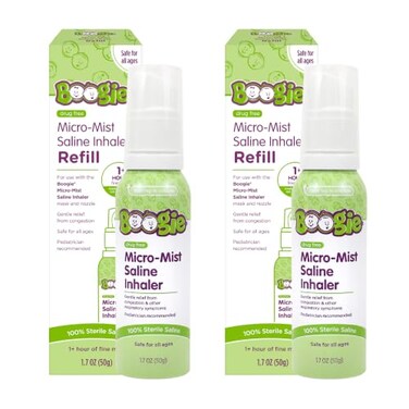 Boogie Micro-Mist Saline Inhaler Refill, Unscented - 1.7 oz (2 Pk