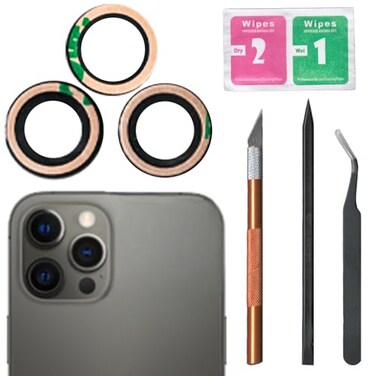 CaoXiong 3 Pieces(1 Set12 Pro Max Sapphire Rear Back Camera Glass Lens Replacement for iPhone 12 Pro Max with Pre-Installed Adhesive and Repair Toolkit Set