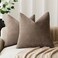Foindtower Solid Textured Chenille Throw Pillow Covers 20x20 Inch,Taupe