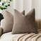 Foindtower Solid Textured Chenille Throw Pillow Covers 20x20 Inch,Taupe