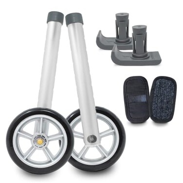 Top Glides 5" Walker Wheels Kit with GlidePadsSki Glides, 6 (Silver